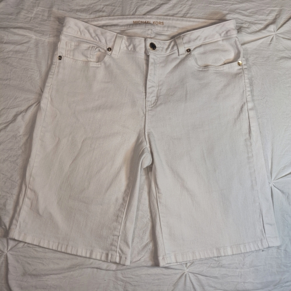 Michael Kors White Jean Shorts/ Bermuda Shorts